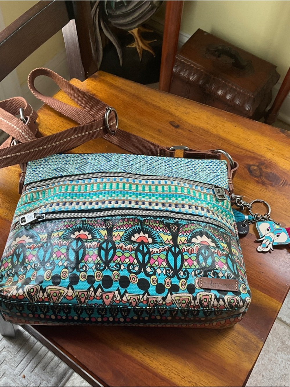 The Sak brand Multicolor Geometric Crossbody Bag - Turquoise & Brown,
